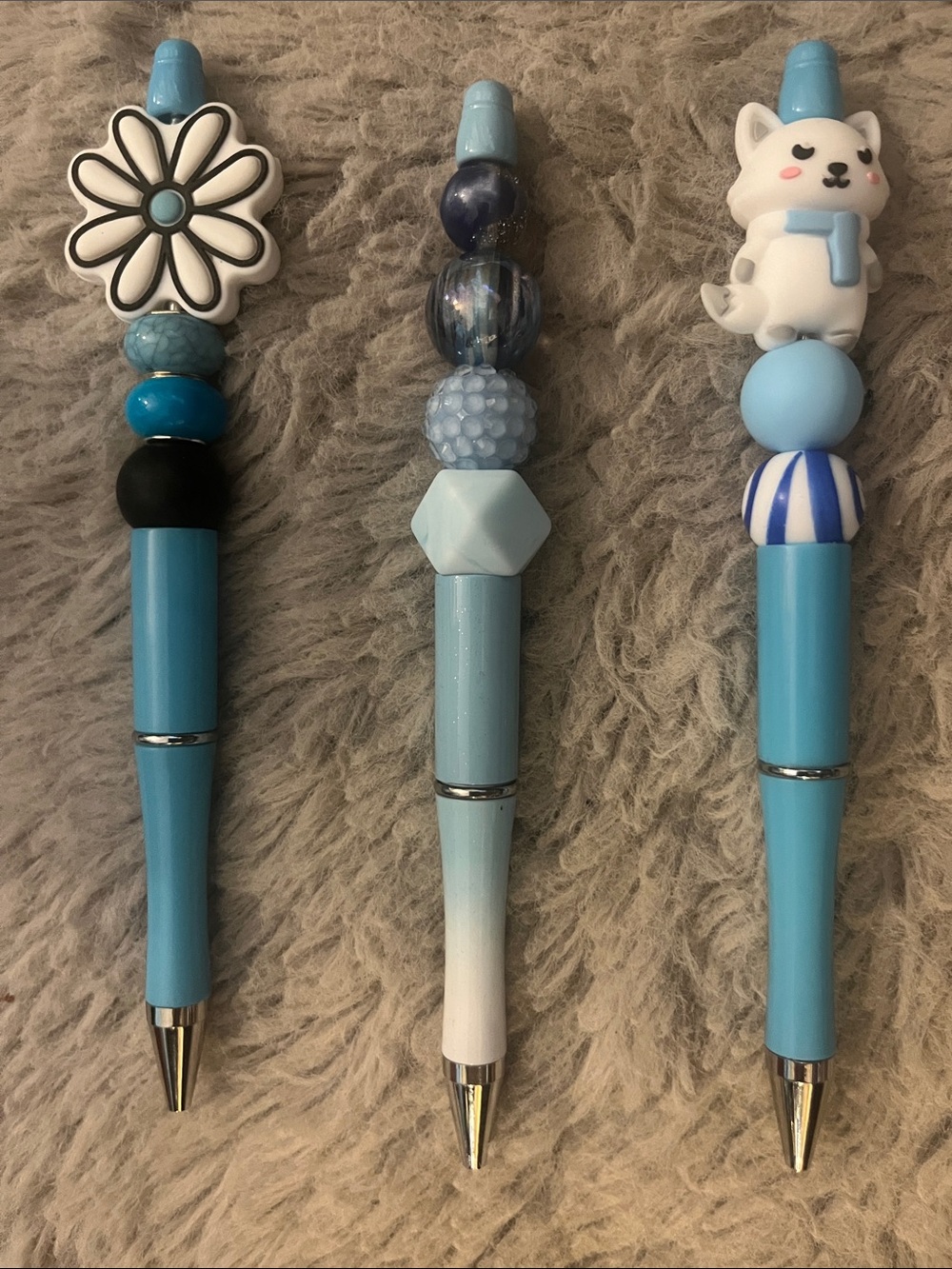 Beaded Character Pen Trio with variations in the blue colors added appeal 19